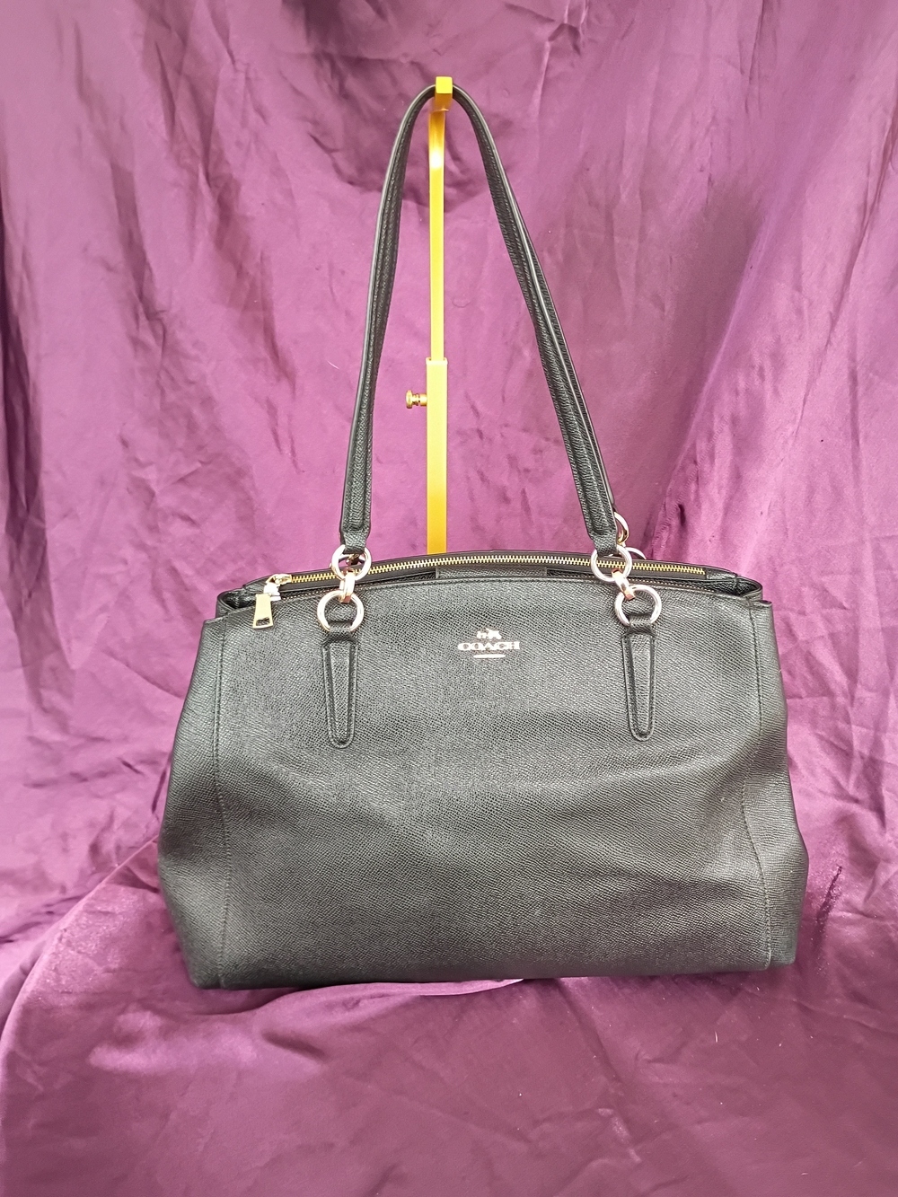 Coach Black Leather Christie Shoulder Bag with Gold Hardware